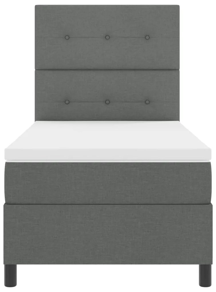 Rugós ágy matraccal és LED világítással sötétszürkében, 100 x 200 cm, szövet
