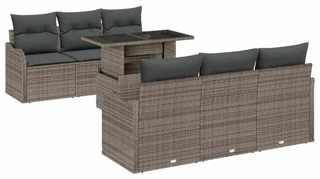 Kerti Kanapé Szett 7 pcs Szürke 100 x 55 x 73 cm Poli rattan