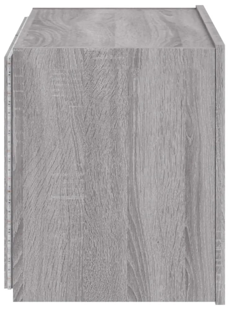 szürke sonoma színű fali TV-szekrény LED-ekkel 60x35x41 cm