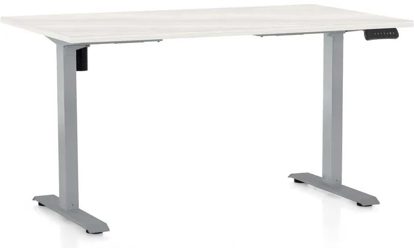 OfficeTech B állítható magasságú asztal, 120 x 80 cm, szürke alap, fehér kőris