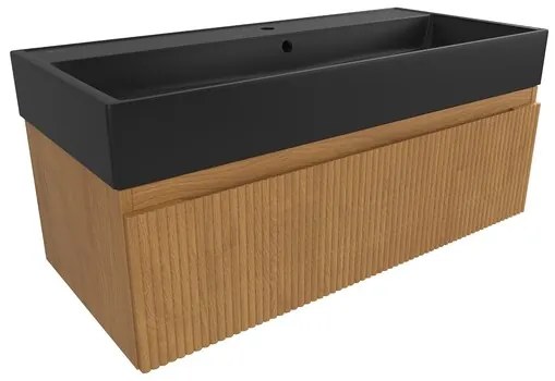 SAT Evolution Fürdőszobaszekrény mosdóval 98x30x44,5 cm méztölgy matt SATEVO100DMU2B