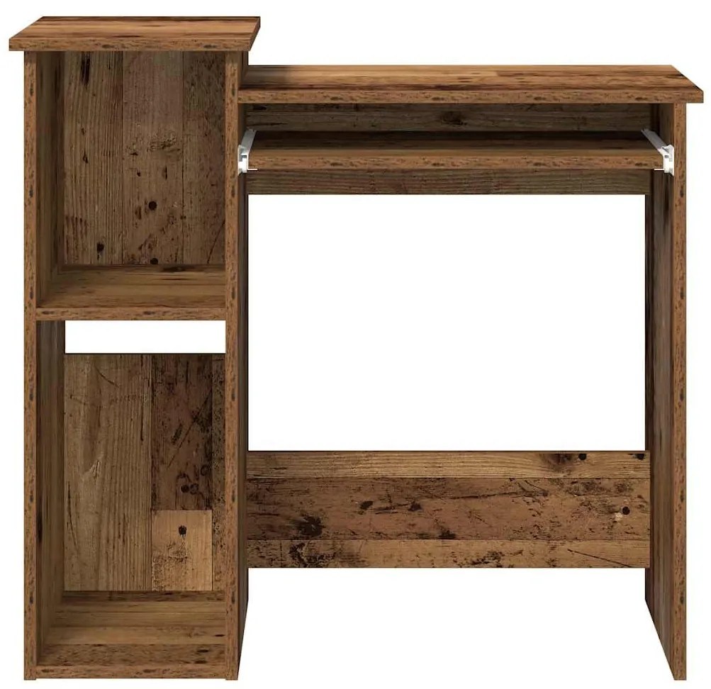 antik fa színű szerelt fa íróasztal polcokkal 84x40x78 cm