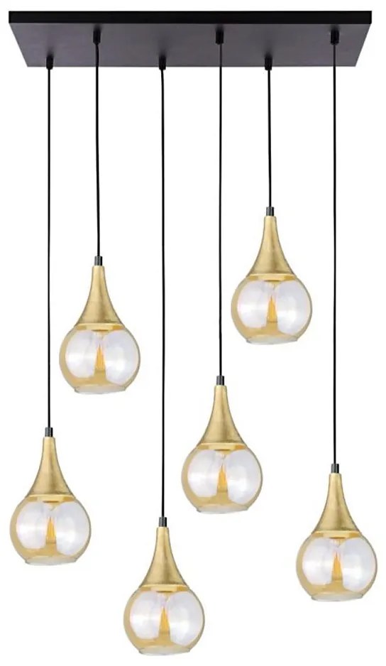 Csillár zsinóron LACRIMA HONEY 6xE27/60W/230V fekete/arany/füstös bézs