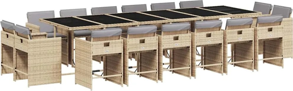 vidaXL 17részes vegyes bézs polyrattan kerti étkezőgarnitúra párnákkal