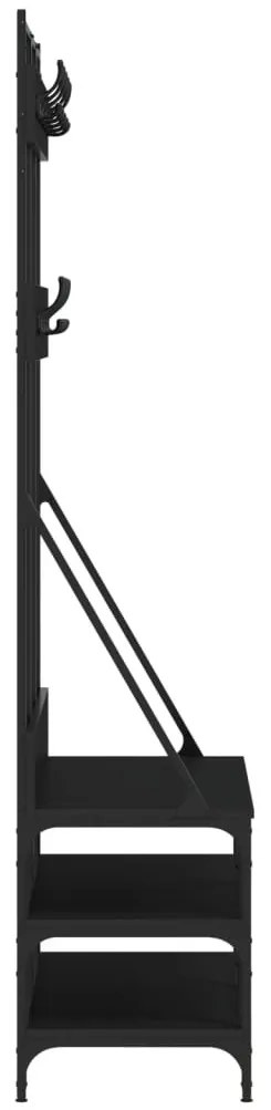 fekete ruhafogas cipőpolccal 100x40x184 cm