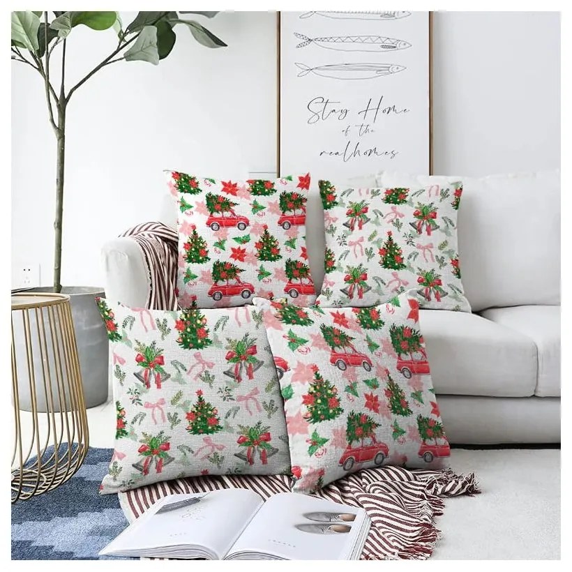 Karácsonyi mintás textil párnahuzat szett 4 db-os 43x43 cm – Mila Home
