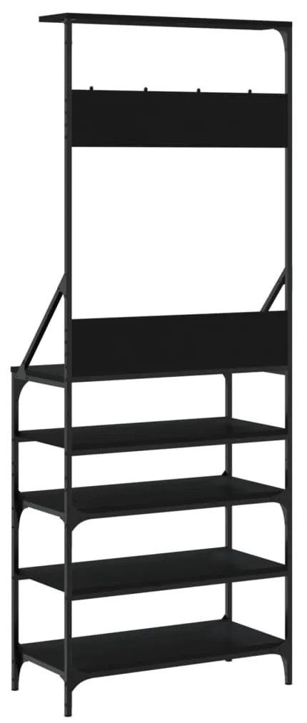 fekete ruhafogas cipőpolccal 70x34x184 cm