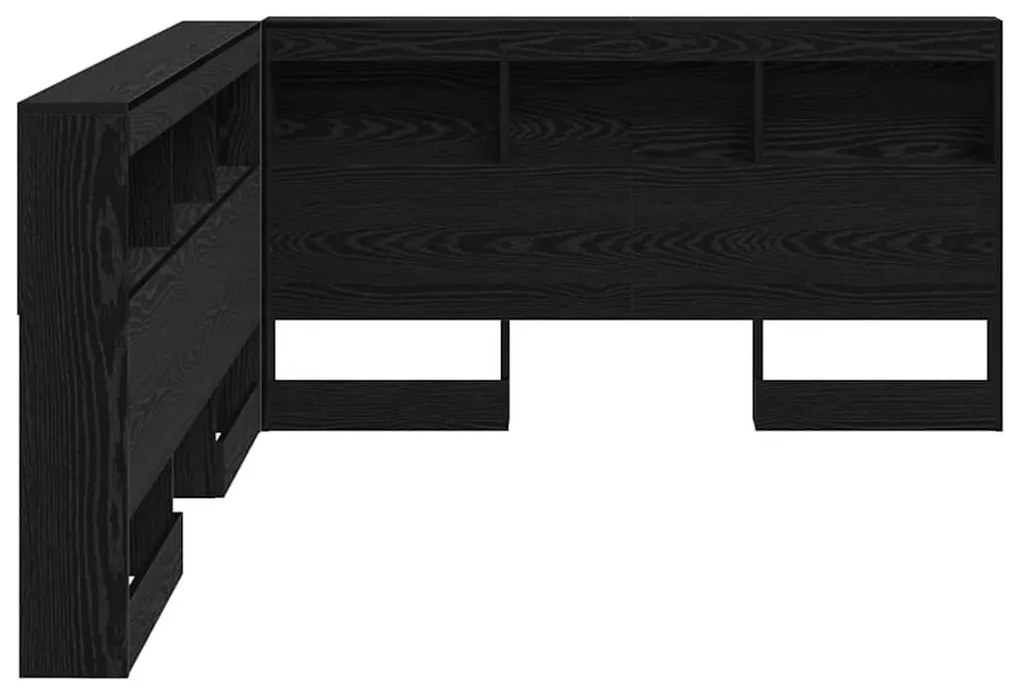 Tároló fejtámla polcokkal tárolóval Musta tammi 150 cm Faanyag