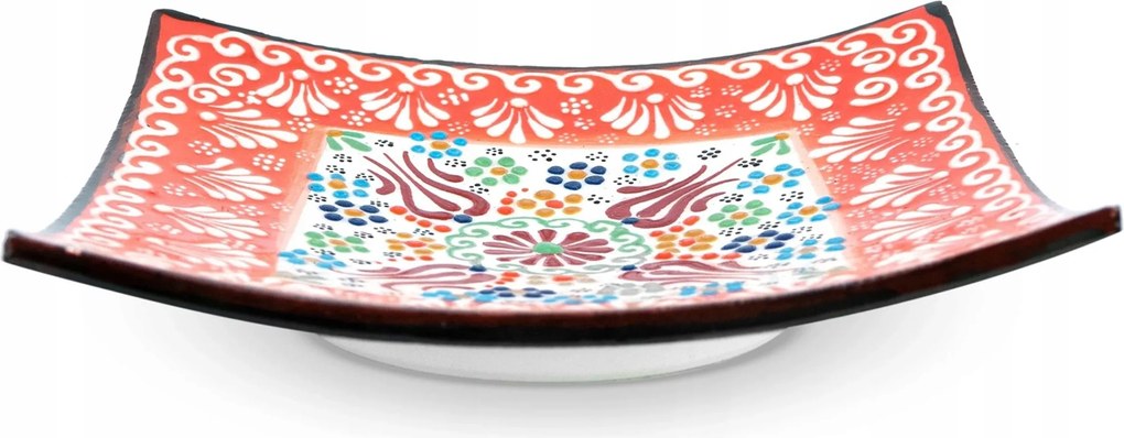 Desszertes Tányér Szögletes Dekoratív Kerámia Kézzel Festett Keleti