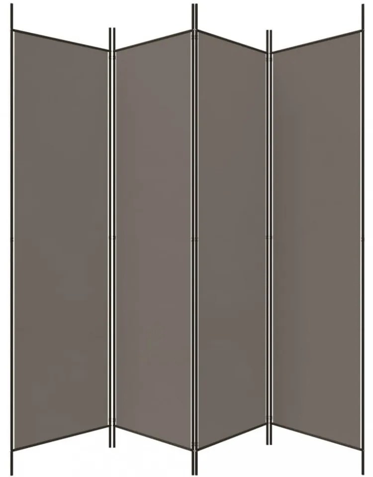 4 paneles antracitszürke szövet térelválasztó 200x200 cm