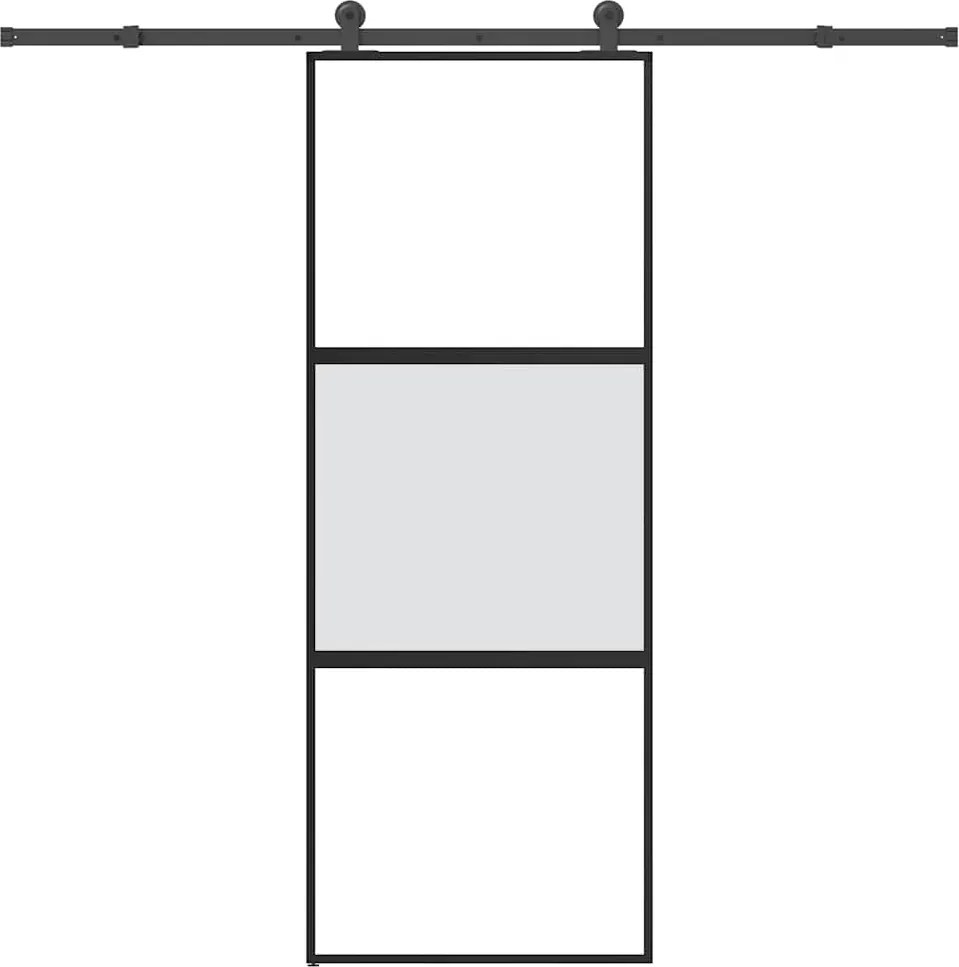 vidaXL tolóajtó vasalatokkal 76x205 cm edzett üveg&Alumínium