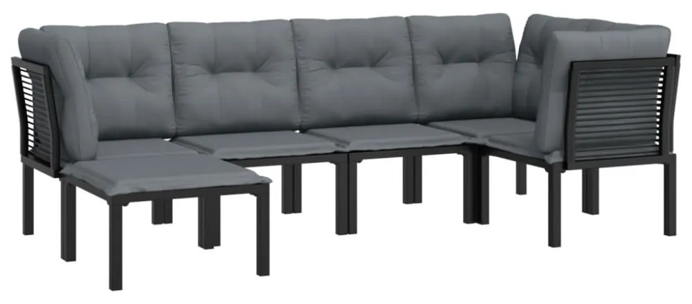 vidaXL 6 részes fekete és szürke polyrattan kerti ülőgarnitúra