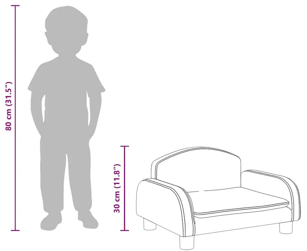 szürke gyerek műbőrkanapé 50 x 40 x 30 cm