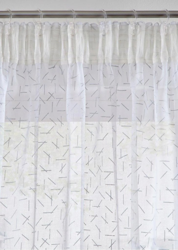 135/175 Átlátszó Függöny Ezüst Nyomtatás