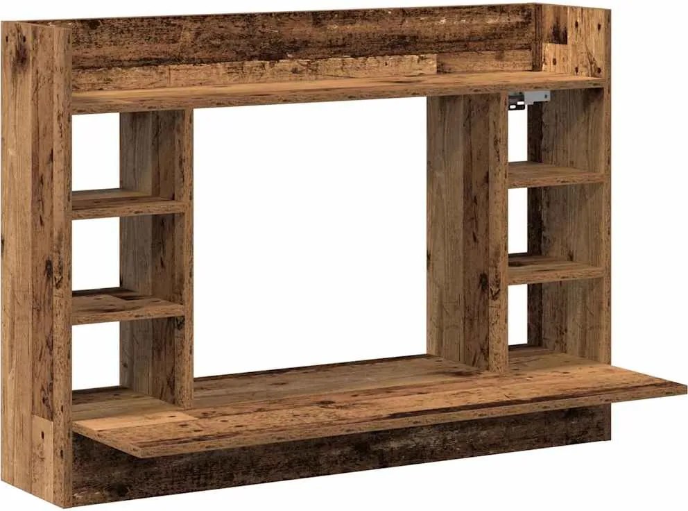 vidaXL Falra szerelhető íróasztal Régi fa 105 x 48 x 75 cm Faanyag