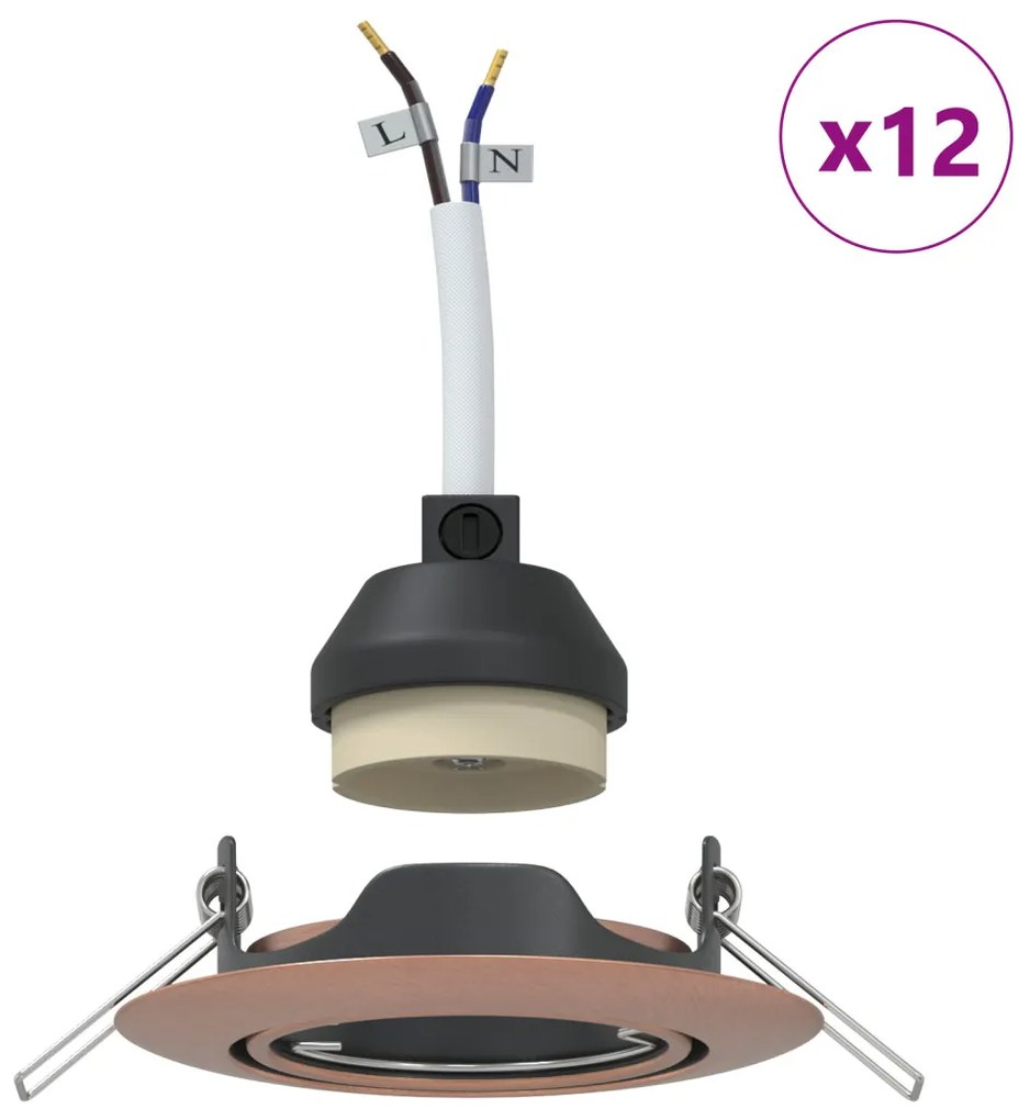 Beépített Spotlámpák 12 db Kerek GU10 Réz Ø90 mm Acél