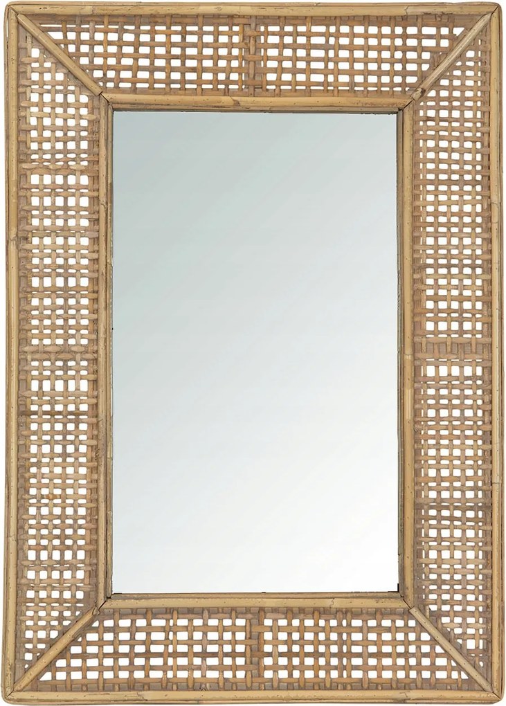 Boho Stílusú Tükör bambusz téglalap alakú 71x51cm