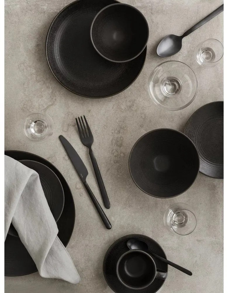 Fekete rozsdamentes acél evőeszköz készlet 16 db-os Stella – Blomus