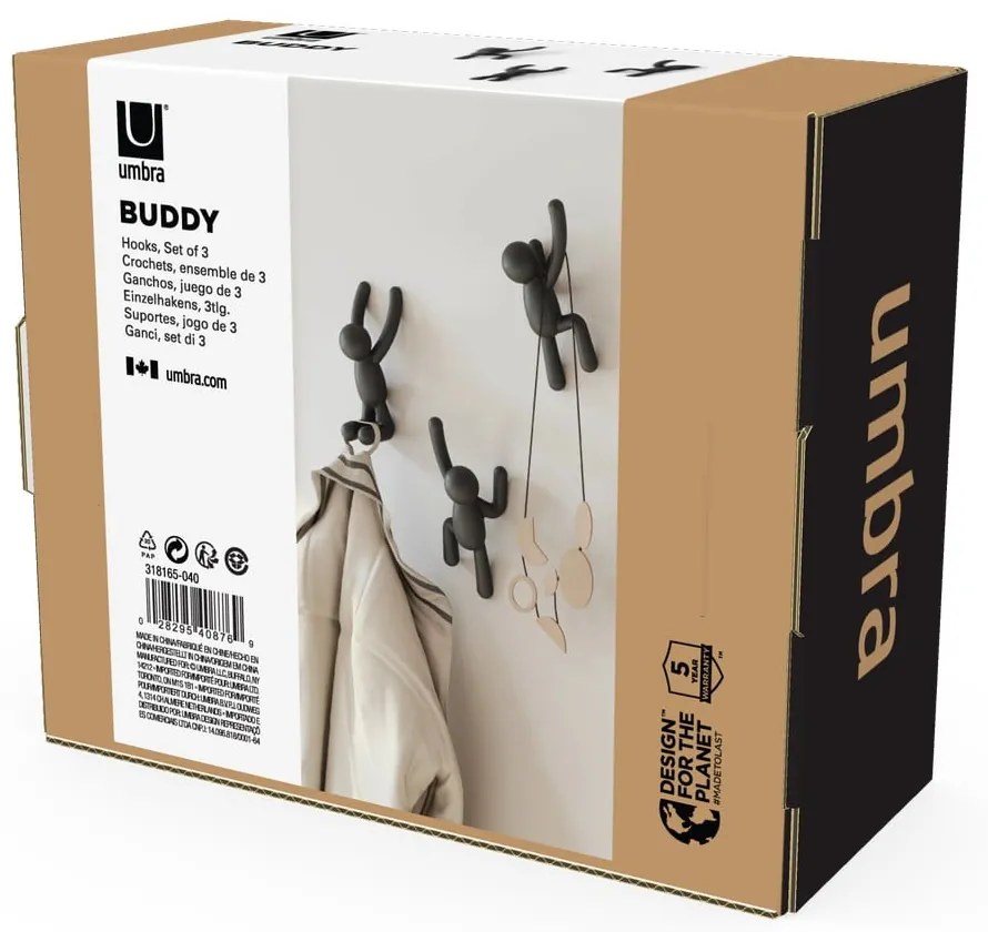 Fali műanyag akasztó szett 3 db-os Buddy – Umbra