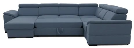 Ággyá nyitható ülőgarnitúra univerzális U-alakú sarokkal és tárolóval GRANADA kék