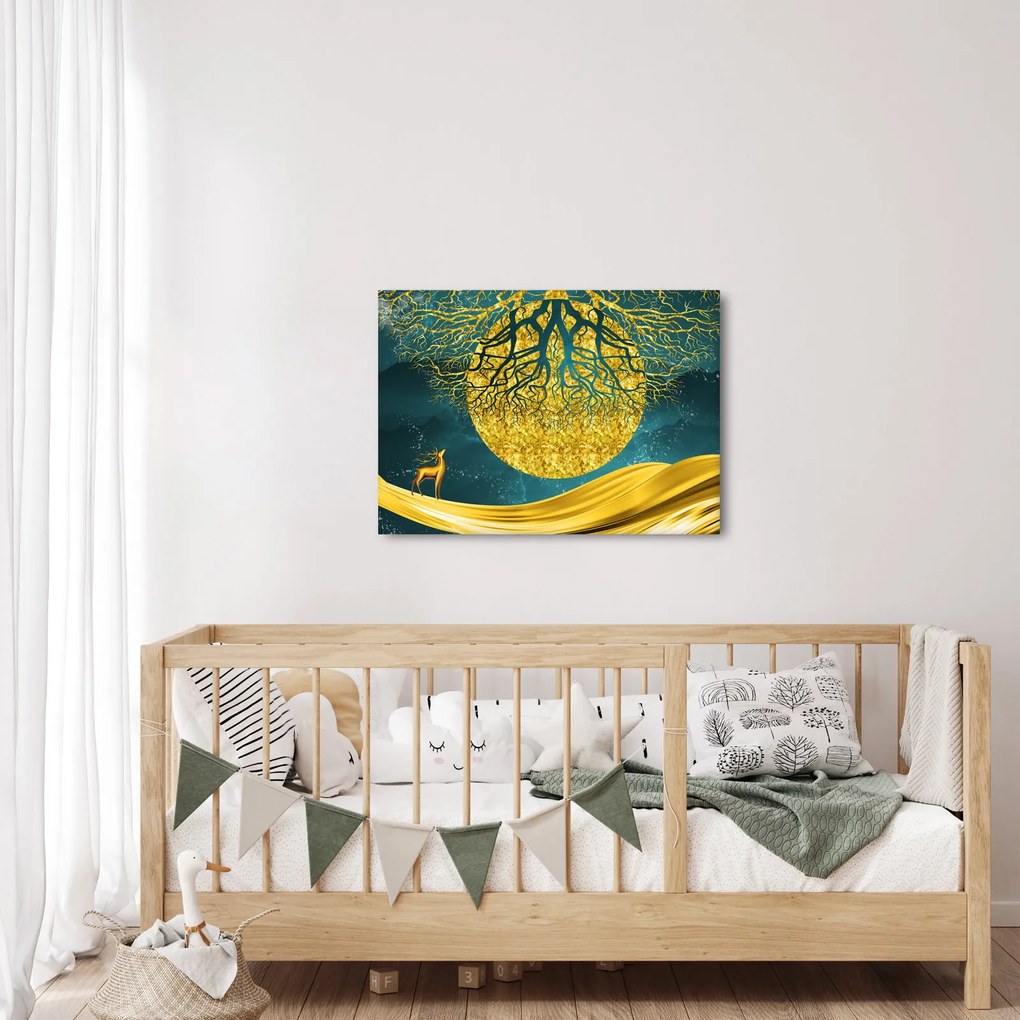 Kép - absztrakció, arany táj (70x50 cm)