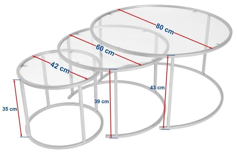 Dohányzóasztal Aurum - 80, 60, 42 - Arany, Transparent