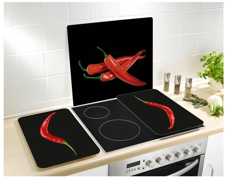 Edzett üveg falvédő tűzhelyhez 50x56 cm Peperoni – Wenko