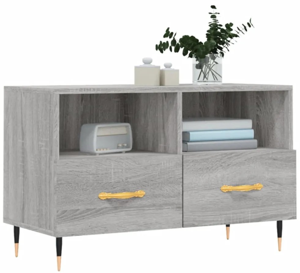 szürke sonoma színű szerelt fa TV-szekrény 80x36x50 cm