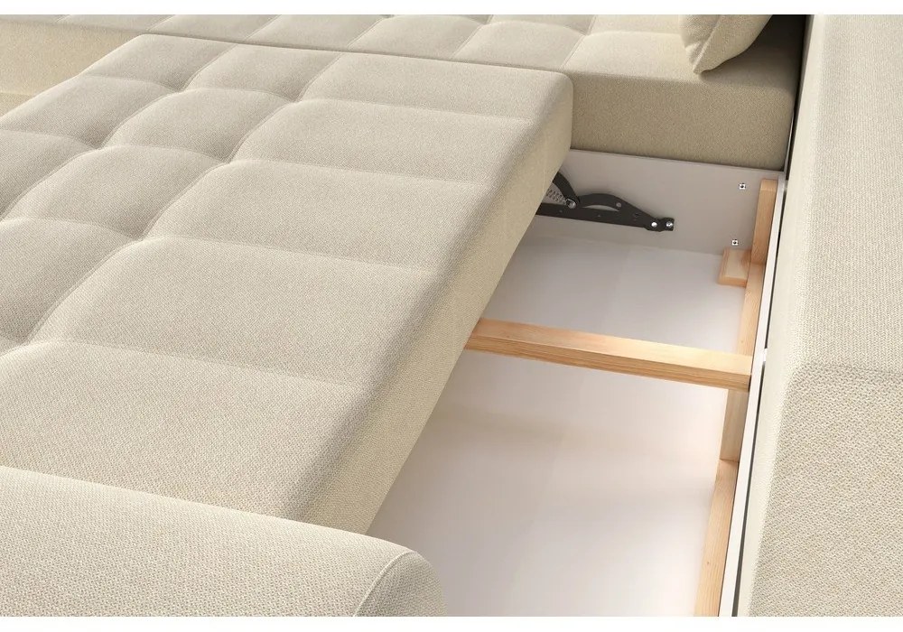 Krémszínű kinyitható sarokkanapé (bal oldali) Balitco – Ropez