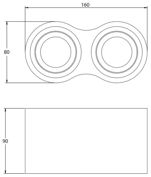 Lámpa Mennyezeti lámpatest AVEIRO DUO BIS, max. 250V, 50/60Hz, 160x80x90mm, IP20, max 20W*2, kör, fehér