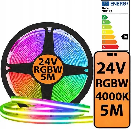 Led szalag Cob Rgbw 784D 24V 16W 4000k Színes fény Semleges fehér
