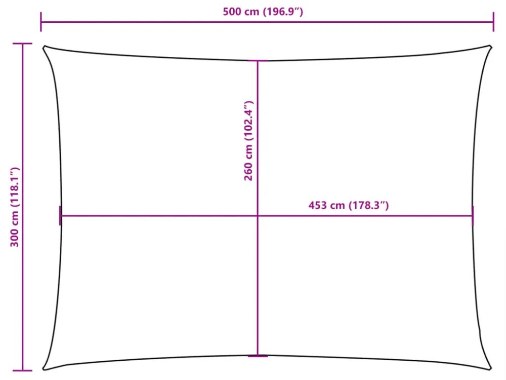 antracitszürke téglalap alakú oxford-szövet napvitorla 3 x 5 m