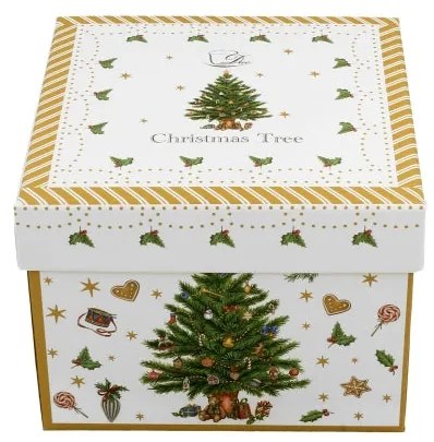 Karácsonyi fenyőfás porcelán kávés csésze aljjal 90 ml díszdobozban Christmas Tree