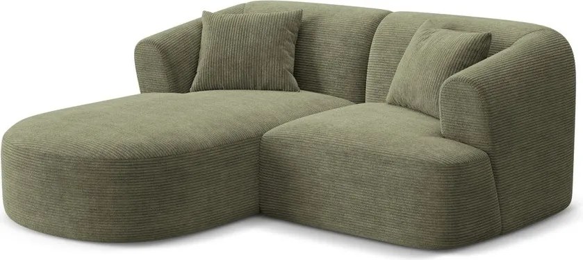 Zöld kordbársony sarokkanapé (bal oldali-heverő résszel) Campi – Cosmopolitan Design