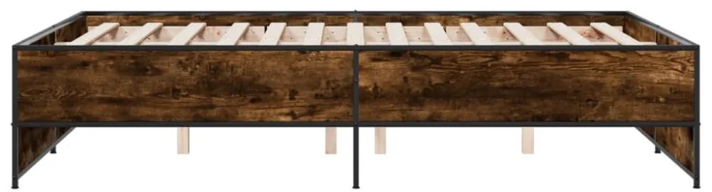 füstös tölgy színű szerelt fa és fém ágykeret 135 x 190 cm