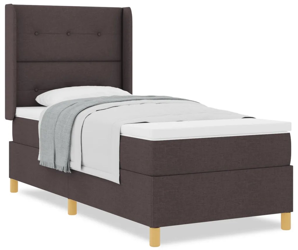 Boxspring Ágy Matraccal Sötétbarna 80x200 cm Textil