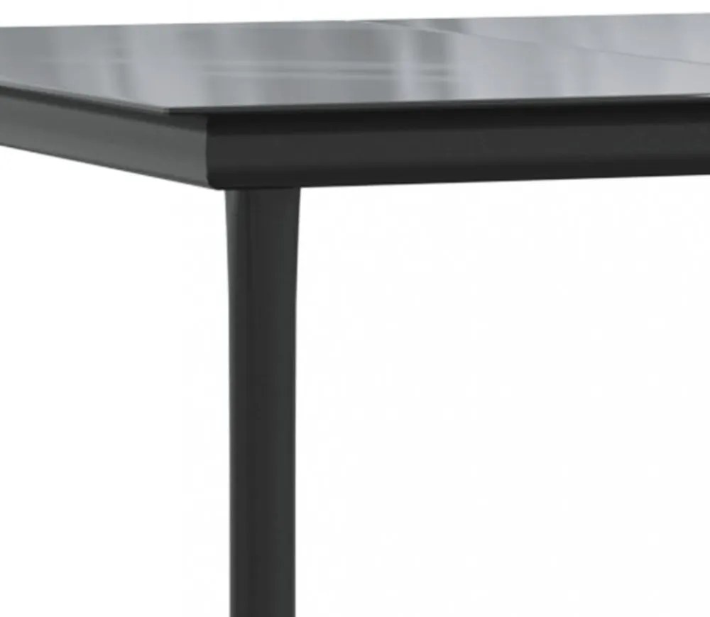 vidaXL 3 részes fekete és szürke polyrattan kerti étkezőszett párnával