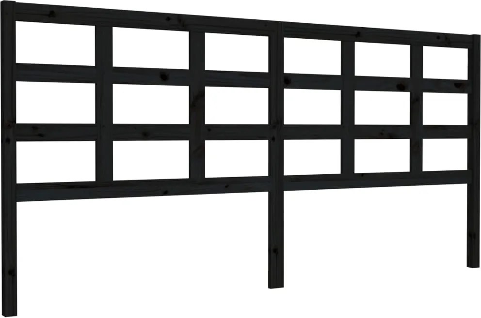 vidaXL fekete tömör fenyőfa ágyfejtámla 205,5 x 4 x 100 cm