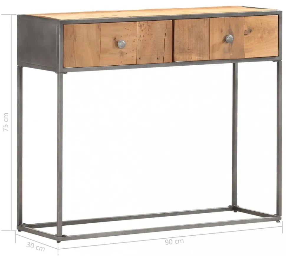 tömör újrahasznosított fa tálalóasztal 90 x 30 x 75 cm