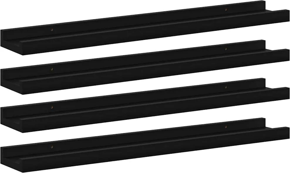 vidaXL 4 db fekete fali polc 60 x 9 x 3 cm