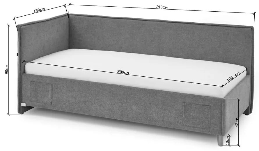 Szürke gyerekágy tárolóhellyel 120x200 cm Fun – Meise Möbel