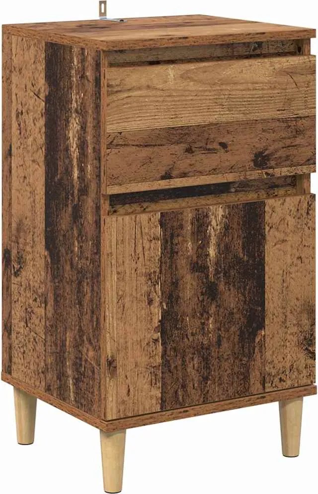 vidaXL Éjjeliszekrény fiókkal Öreg fa 40 x 35 x 70 cm Faanyag