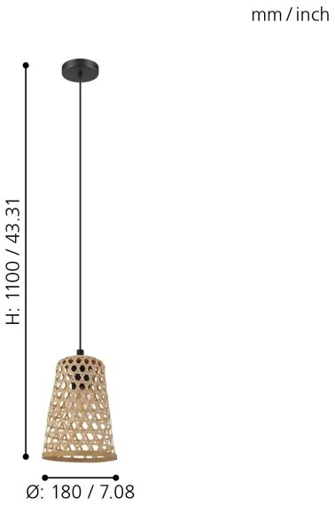 Eglo 43252 - Csillár zsinóron CLAVERDON 1xE27/40W/230V átm. 180mm