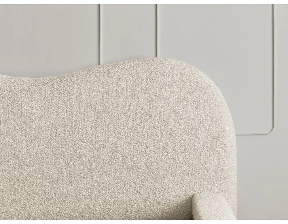 Bézs kárpitozott ágyneműtartós franciaágy ágyráccsal 140x190 cm Orlane – Bobochic Paris