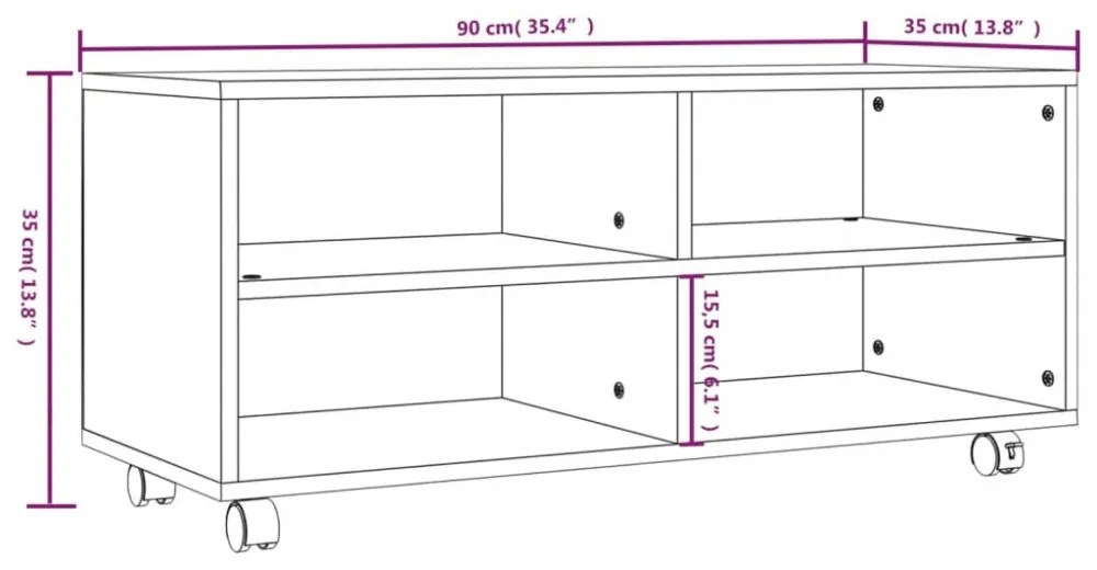 barna tölgyszínű szerelt fa TV-szekrény 90x35x35 cm