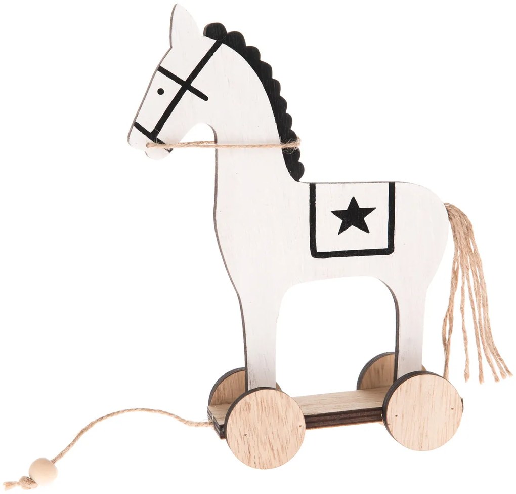 Dekoráció Fából készült ló, 14 x 20 cm