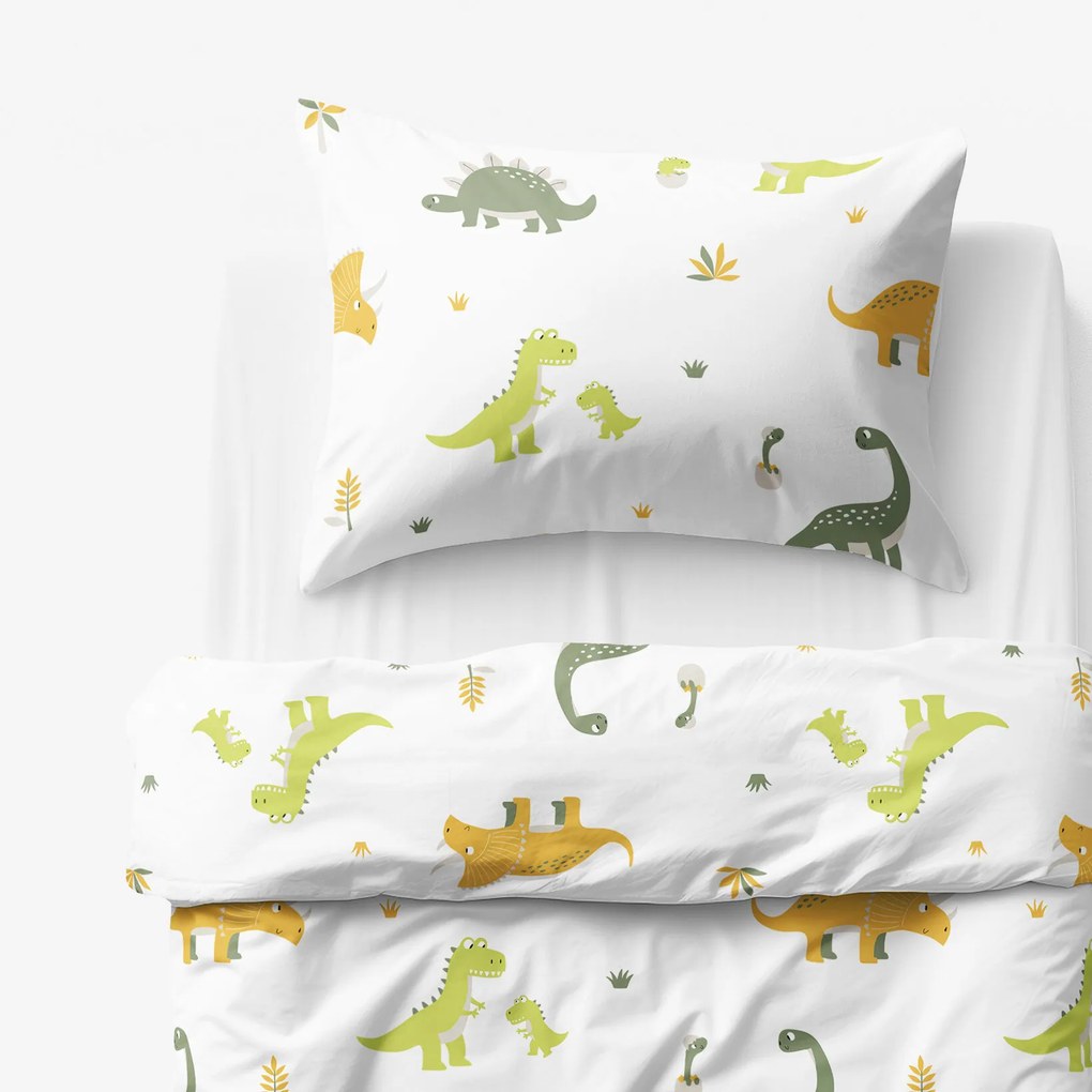 Goldea gyermek pamut ágyneműhuzat - dinoszauruszos kalandok 150 x 200 és 50 x 60 cm