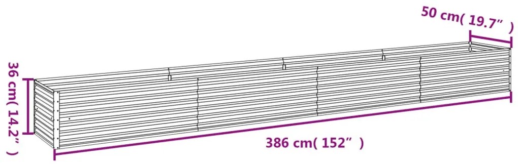 Corten acél kerti magaságyás 386 x 50 x 36 cm