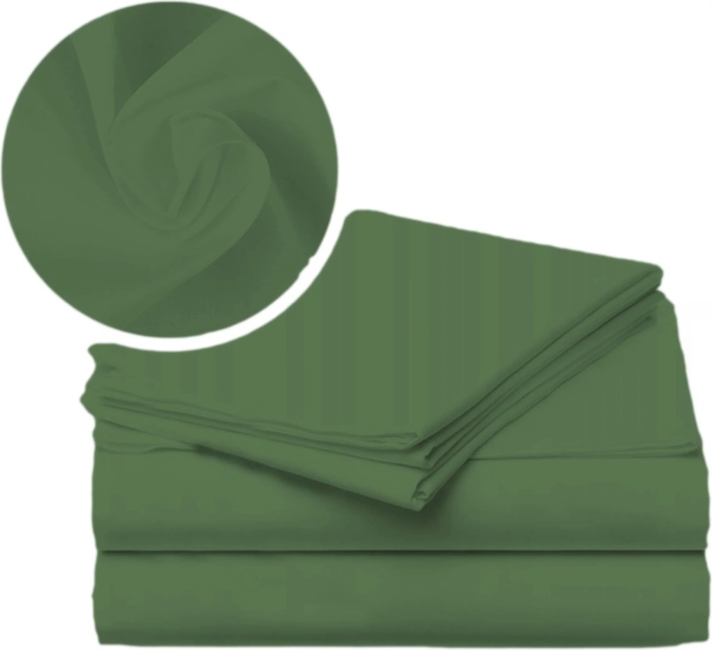 Lapos lepedő 160x210 cm, hagyományos, gumírozás nélkül, 100% pamut, olívazöld