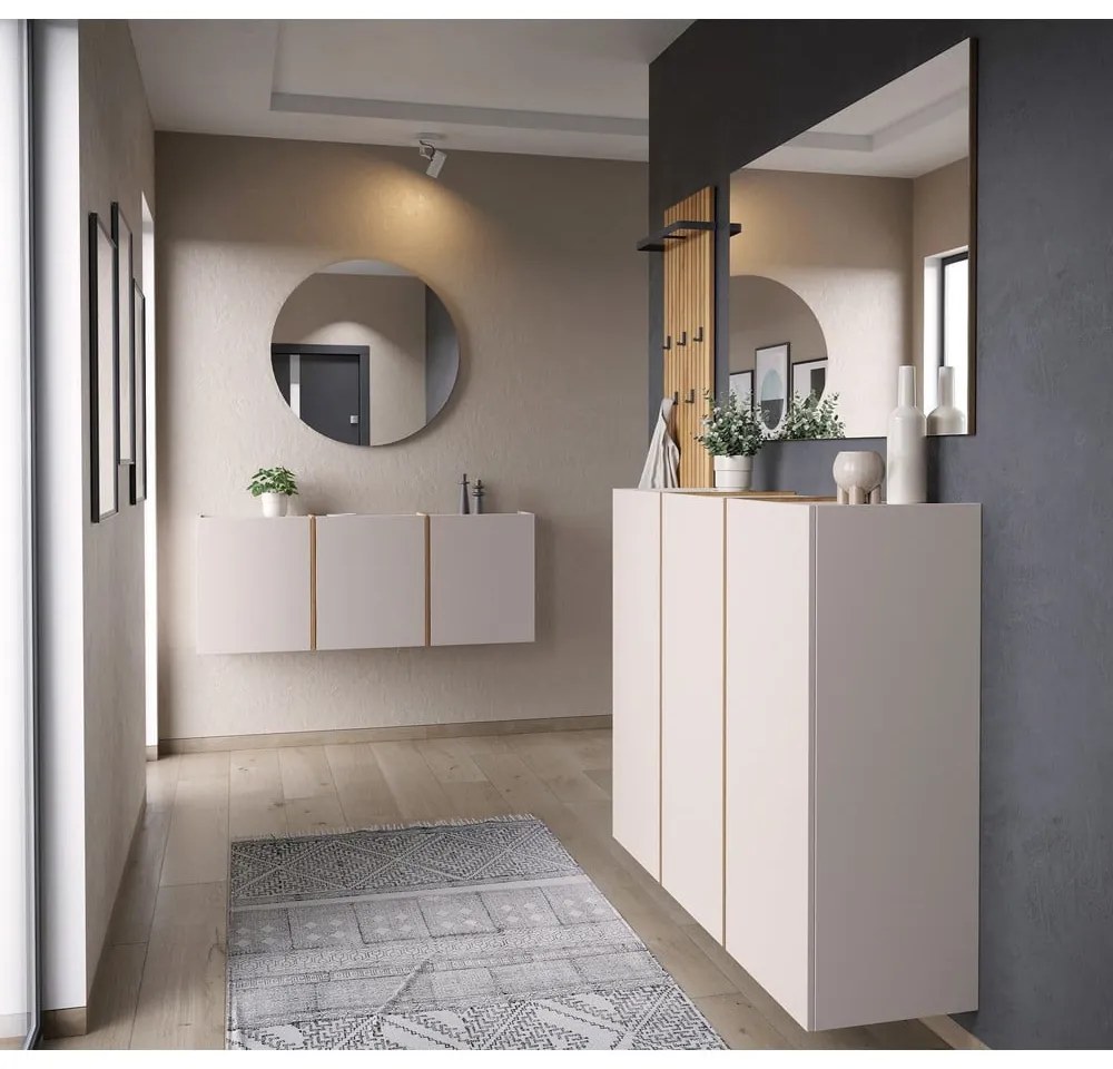 Krémszínű előszoba bútor 138x200x27 cm Libbiano – Germania